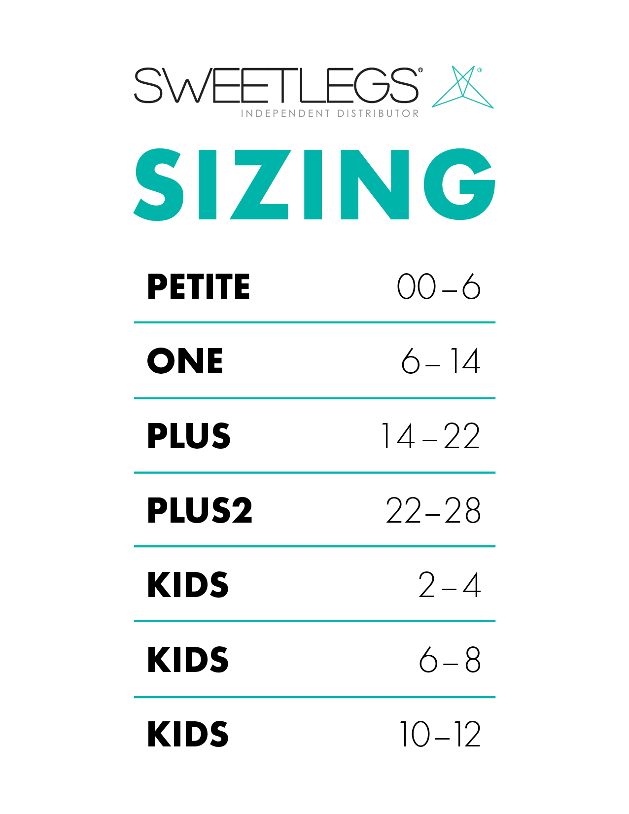 SweetLegs Size Guide  SweetLegs Burlington